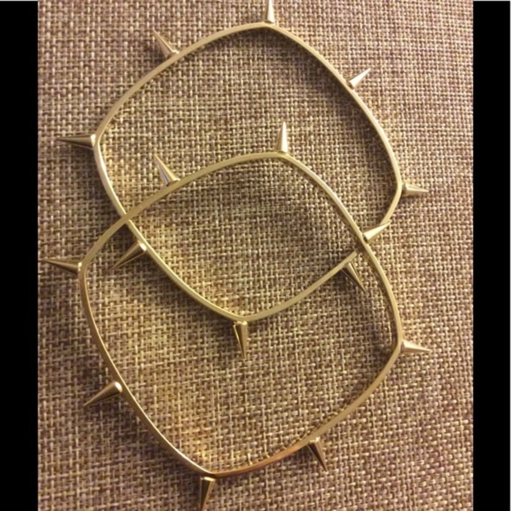 NEW Set of 2 Goldtone Spike Bangle Bracelets
